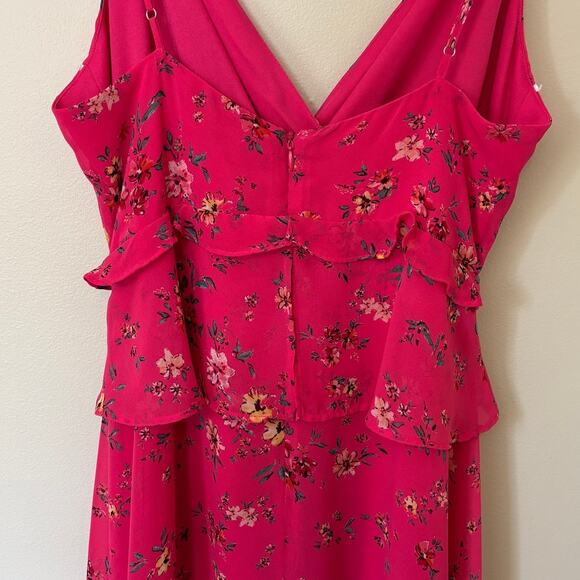 Lulu's Sunshine Bouquet Fushia Floral Maxi Dress Medium - Picture 7 of 10